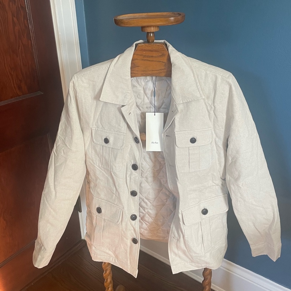 NEW XS Custom Men’s Field Safari Jacket Cream/White